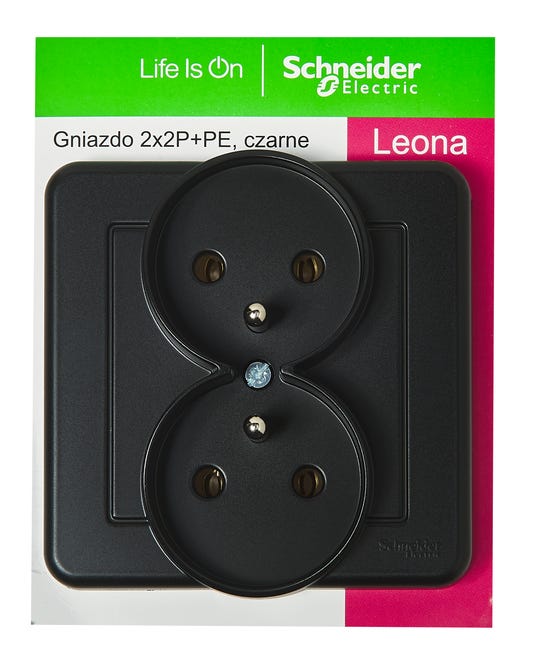 Gniazdo podwójne LEONA antracyt SCHNEIDER