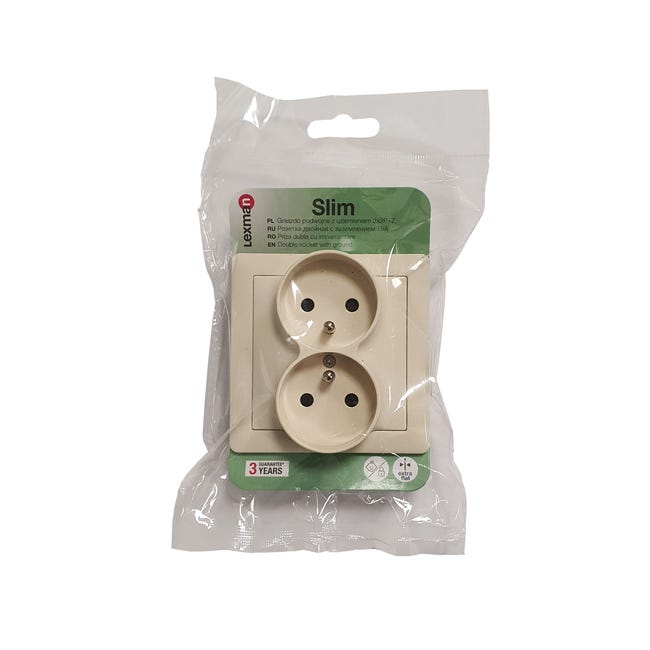 Gniazdo podwójne SLIM krem LEXMAN