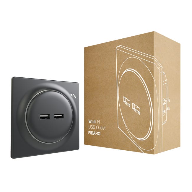 Gniazdo podwójne USB Antracyt FIBARO
