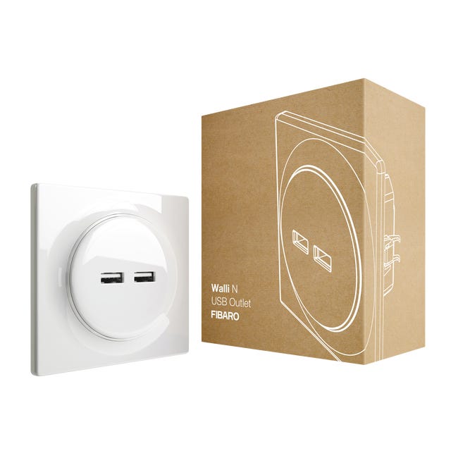 Gniazdo podwójne USB Białe FIBARO