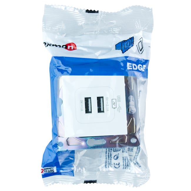 Gniazdo podwójne USB EDGE biały LEXMAN