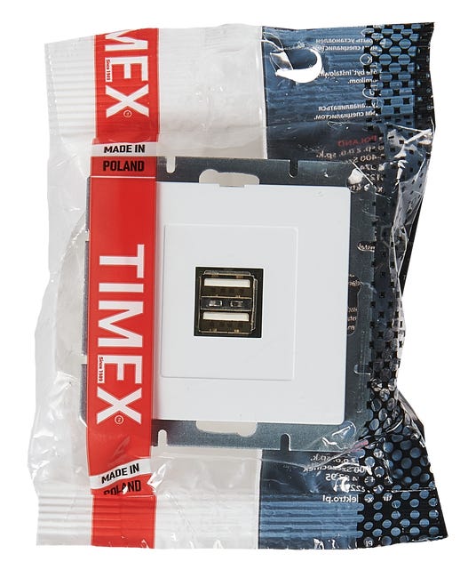 Gniazdo podwójne USB PRESTIGE Biały TIMEX