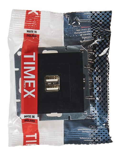 Gniazdo podwójne USB PRESTIGE Czarny mat TIMEX