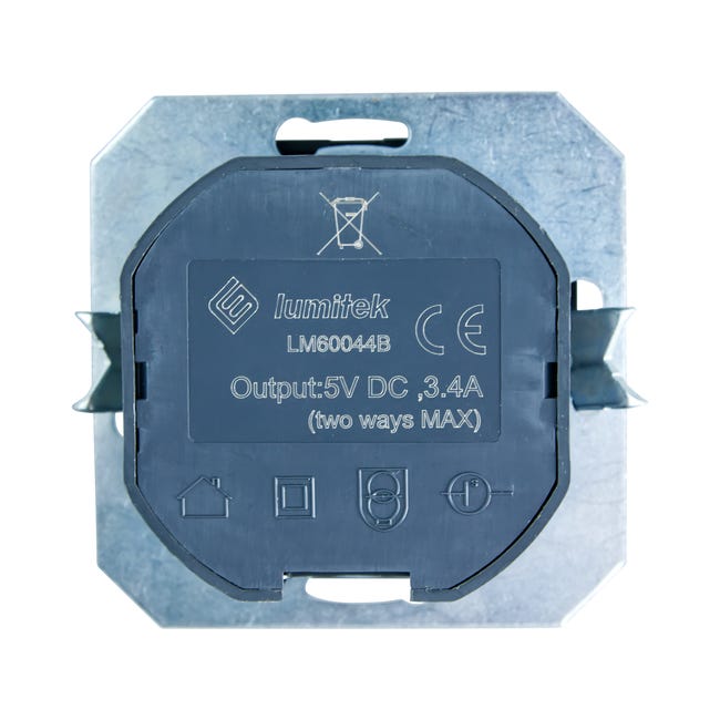 Gniazdo podwójne USB Quadrum czarny DPM