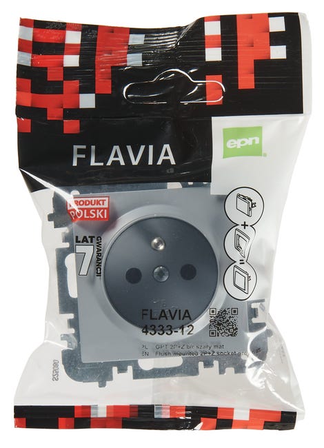 Gniazdo pojedyncze FLAVIA Szary mat ELEKTRO-PLAST
