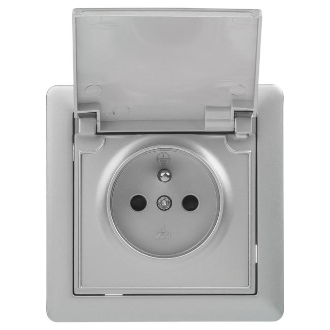 Gniazdo pojedyncze IP44 SLIM Srebrny LEXMAN
