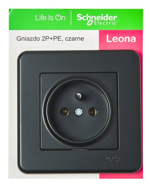 Gniazdo pojedyncze LEONA antracyt SCHNEIDER