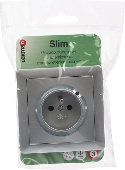 Gniazdo pojedyncze SLIM Srebrny LEXMAN