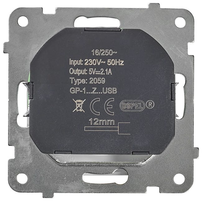 Gniazdo pojedyncze z USB SONATA Biały OSPEL
