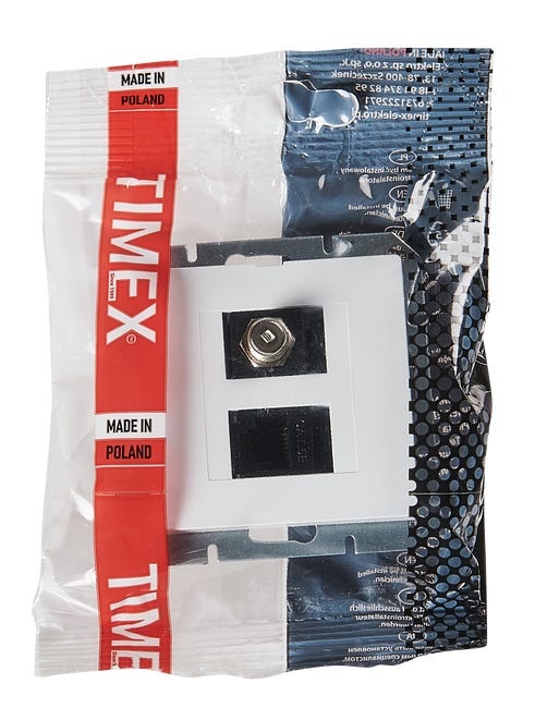 Gniazdo telewizyjno - komputerowe F/RJ45 PRESTIGE Biały TIMEX