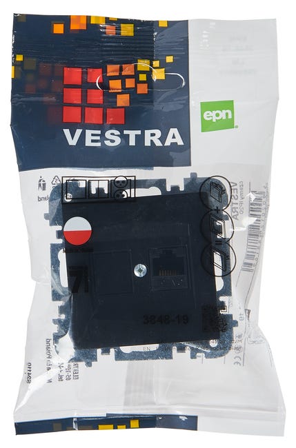 Gniazdo telewizyjno - komputerowe RJ45 Czarny VESTRA ELEKTRO-PLAST