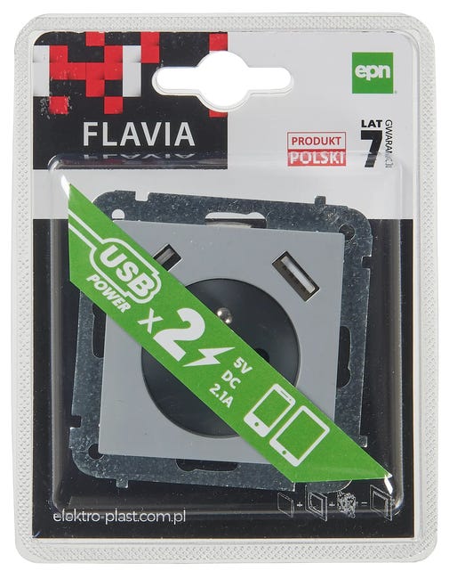 Gniazdo zasilające  Szary ELEKTRO-PLAST