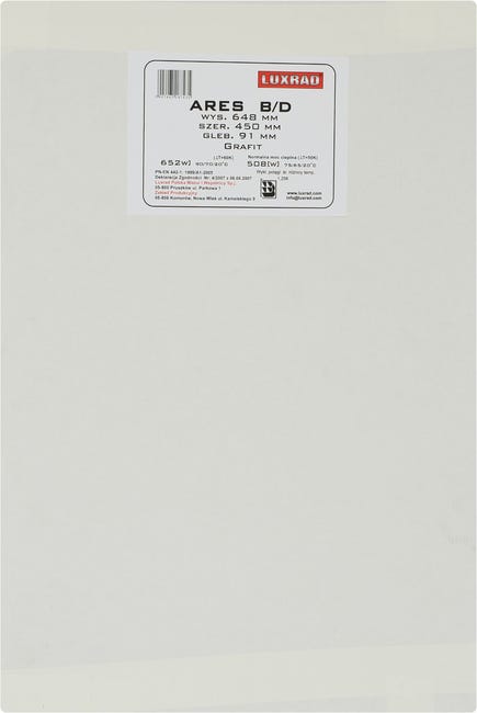 Grzejnik ARES 45x64.8 Grafit D/B 312W Roz 50/42cm 10 Bar LUXRAD