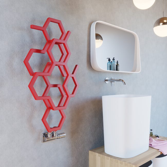Grzejnik HEX 82.1x48.6 Czerwony 248W Roz 5cm 10 Bar TERMA