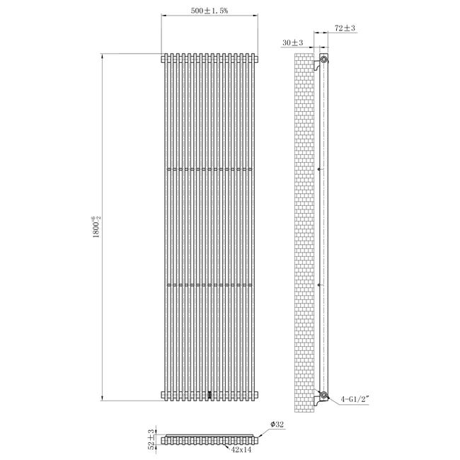 Grzejnik dekoracyjny 180X50  FIX BL czarny