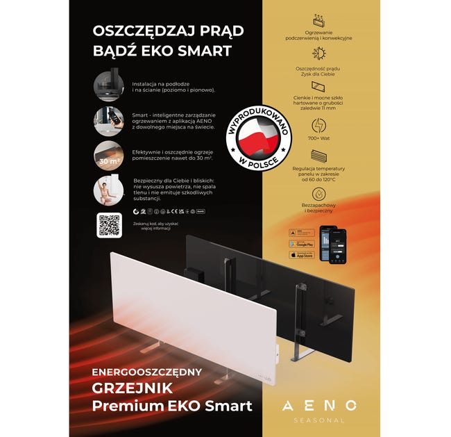 Grzejnik na podczerwień 700W Czarny Aeno
