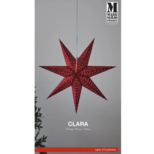 Gwiazda podświetlana Clara 75cm wisząca czerwona neon