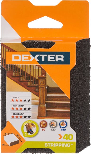 Gąbka ścierna P40 CZTEROSTRONNA ŚCIĘTA 100 x 80 mm DEXTER