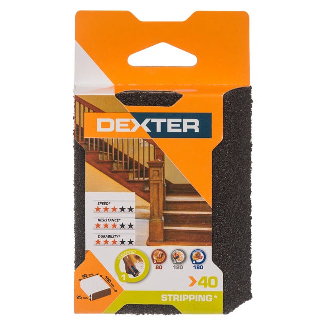 Gąbka ścierna P40 CZTEROSTRONNA ŚCIĘTA 100 x 80 mm DEXTER
