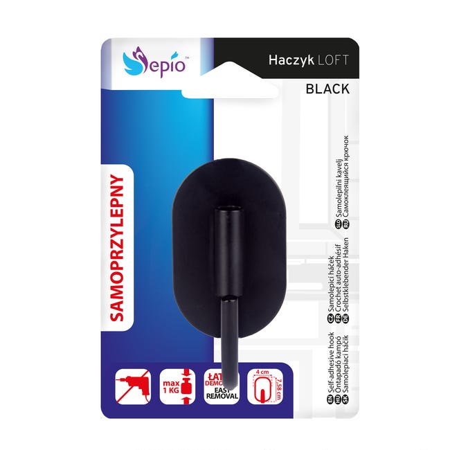Haczyk ścienny Loft Black Sepio