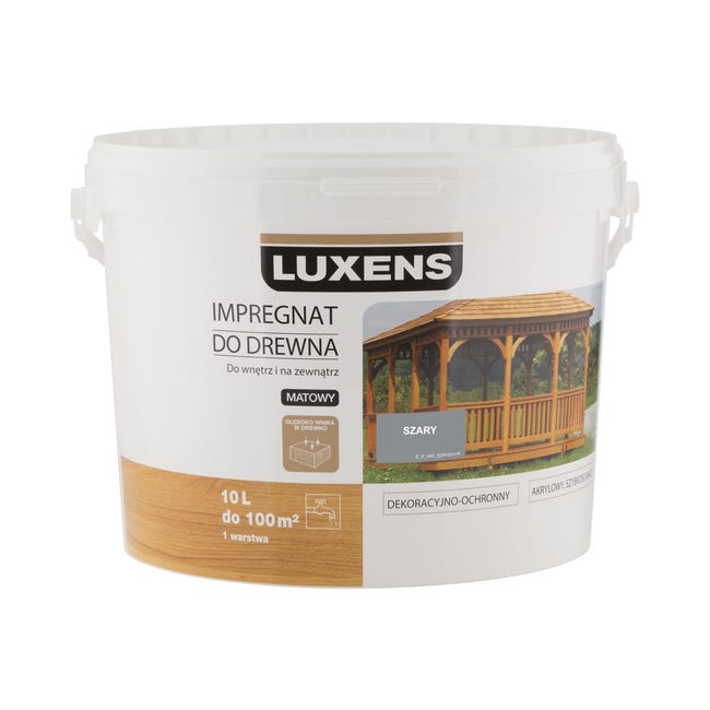 Impregnat do drewna DEKORACYJNO-OCHRONNY 10 l Szary LUXENS