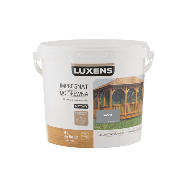 Impregnat do drewna DEKORACYJNO-OCHRONNY 5 l Szary LUXENS