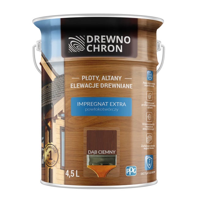 Impregnat do drewna EXTRA 4.5 l Dąb ciemny DREWNOCHRON