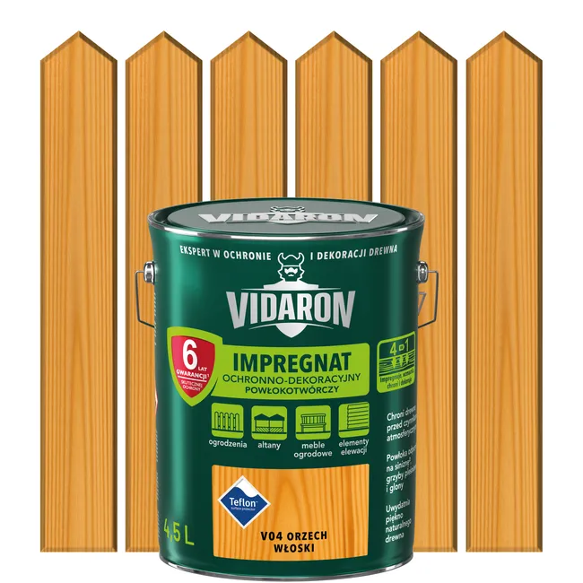 Impregnat do drewna POWŁOKOTWÓRCZY 4.5 l Orzech włoski VIDARON