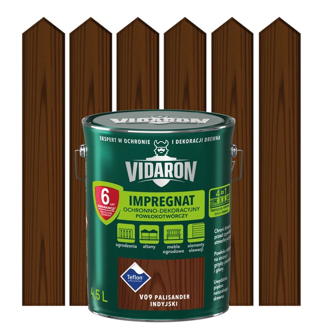 Impregnat do drewna POWŁOKOTWÓRCZY 4.5 l Palisander indyjski VIDARON