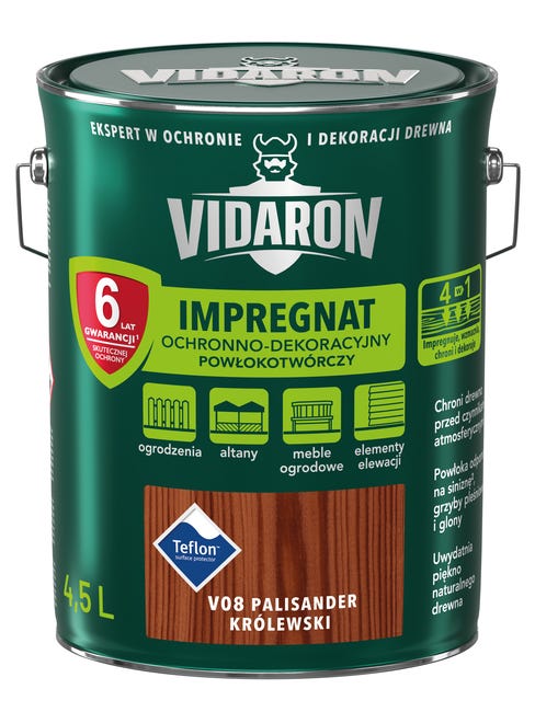 Impregnat do drewna POWŁOKOTWÓRCZY 4.5 l Palisander królewski VIDARON