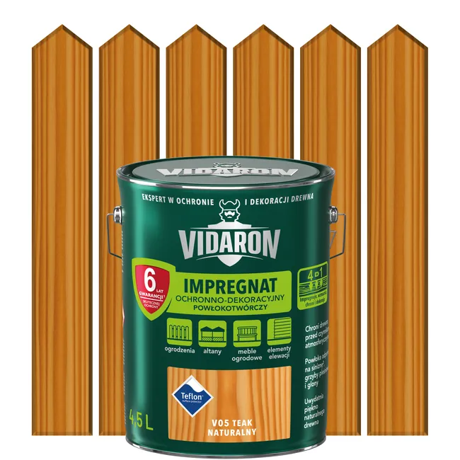 Impregnat do drewna POWŁOKOTWÓRCZY 4.5 l Teak naturalny VIDARON