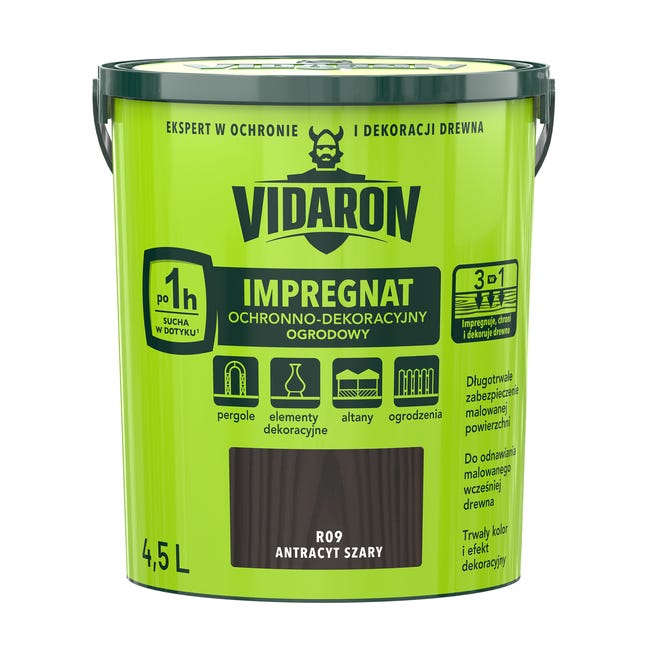 Impregnat do drewna ogrodowy 4.5 l Antracyt Szary Vidaron