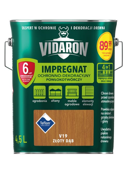 Impregnat do drewna powłokotwórczy 4.5 l Złoty dąb Vidaron