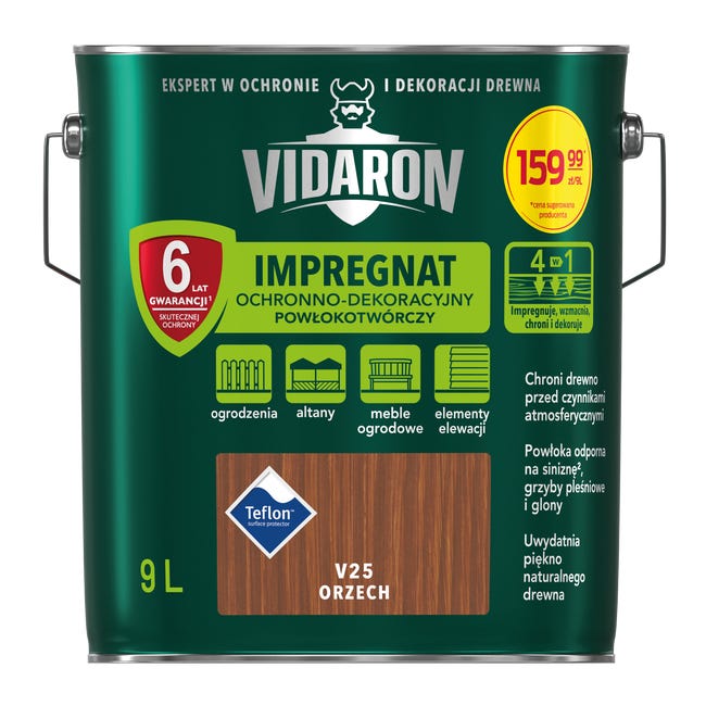 Impregnat do drewna powłokotwórczy 9 l Orzech Vidaron