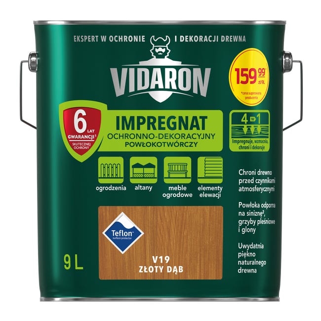 Impregnat do drewna powłokotwórczy 9 l Złoty dąb Vidaron