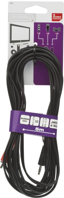 Kabel 3.5 mm/2RCA JACK EVODPM101 CZARNY 5m EVOLOGY