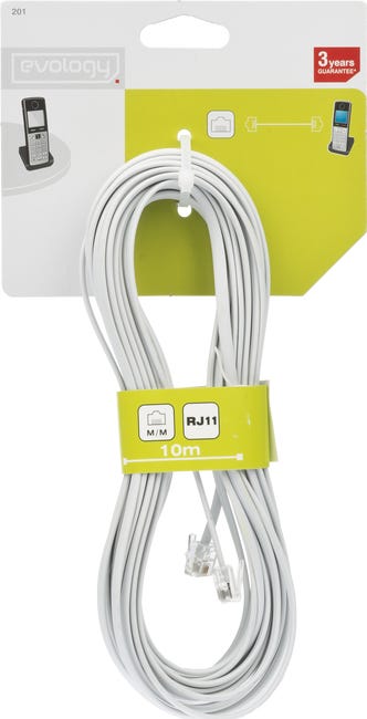 Kabel telefoniczny RJ11 EVODPM201 10 m BIAŁY EVOLOGY