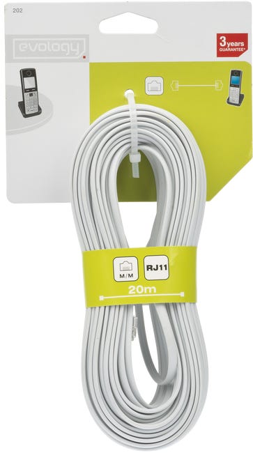 Kabel telefoniczny RJ11 EVODPM202 20 m BIAŁY EVOLOGY
