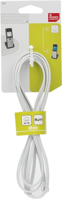 Kabel telefoniczny RJ11 EVODPM203 1,1x1,1 2 m BIAŁY EVOLOGY