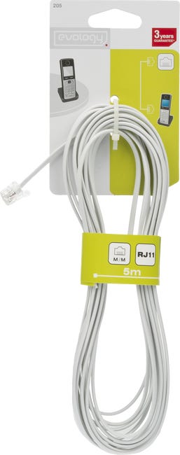 Kabel telefoniczny RJ11 EVODPM205 5 m BIAŁY EVOLOGY