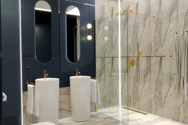 Kabina prysznicowa 100 x 200 cm Walk-In Golden Wellneo