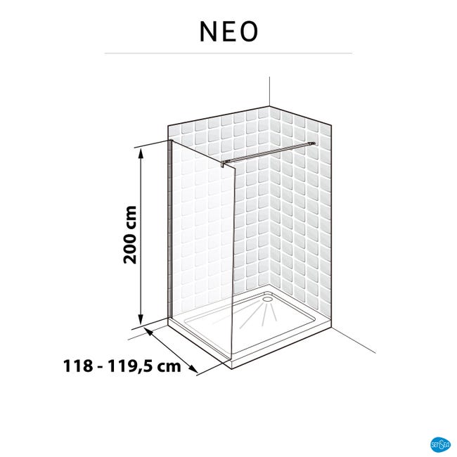 Kabina prysznicowa 120 x 200 cm Walk-in Neo Sensea
