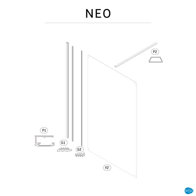 Kabina prysznicowa 120 x 200 cm Walk-in Neo Sensea