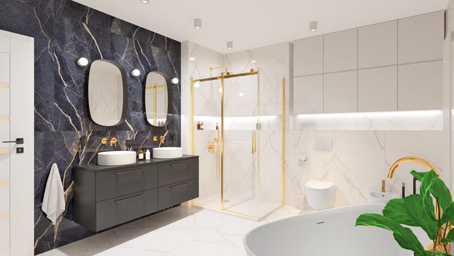 Kabina prysznicowa 90 x 120 cm Laurena Gold Wellneo