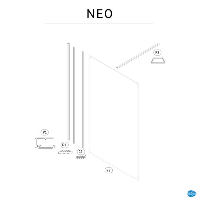 Kabina prysznicowa 90 x 200 cm Walk-in Neo Sensea