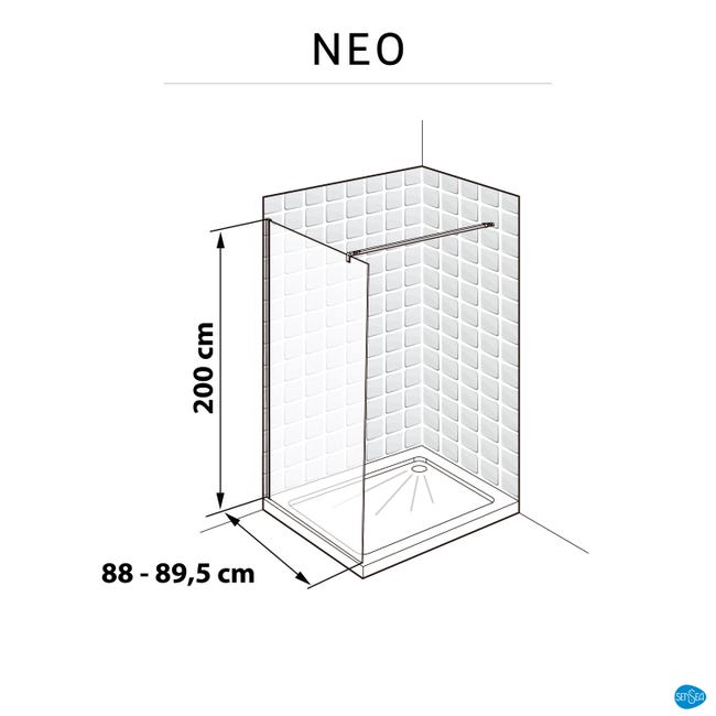 Kabina prysznicowa 90 x 200 cm Walk-in Neo Sensea