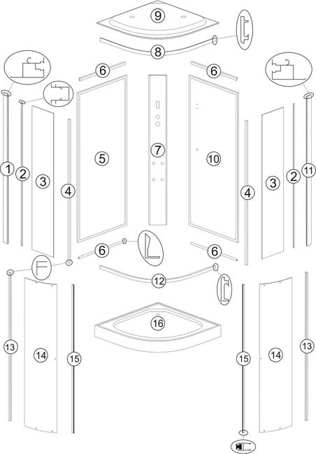 Kabina z hydromasażem 90 X 90 Oviedo Kerra