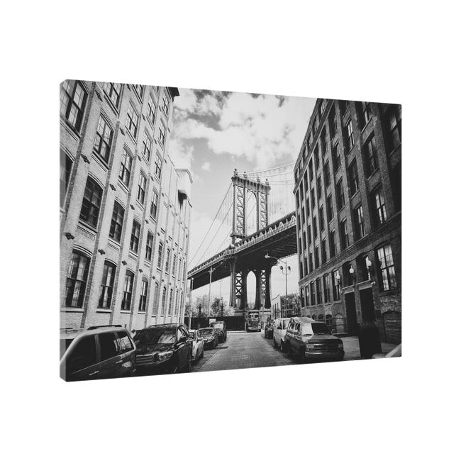 Kanwa Most Brooklyn czarno-biały 100 x 70 cm