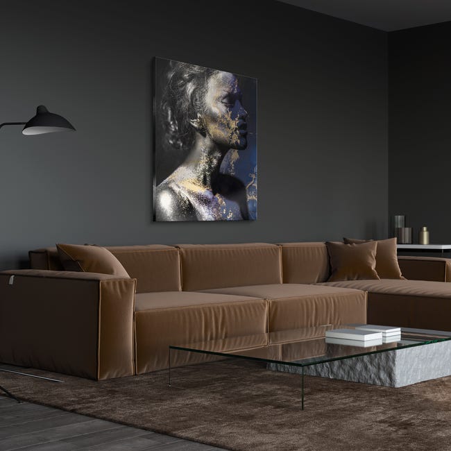 Kanwa Twarz Kobieta złoto-ziebieska 70 x 100 cm