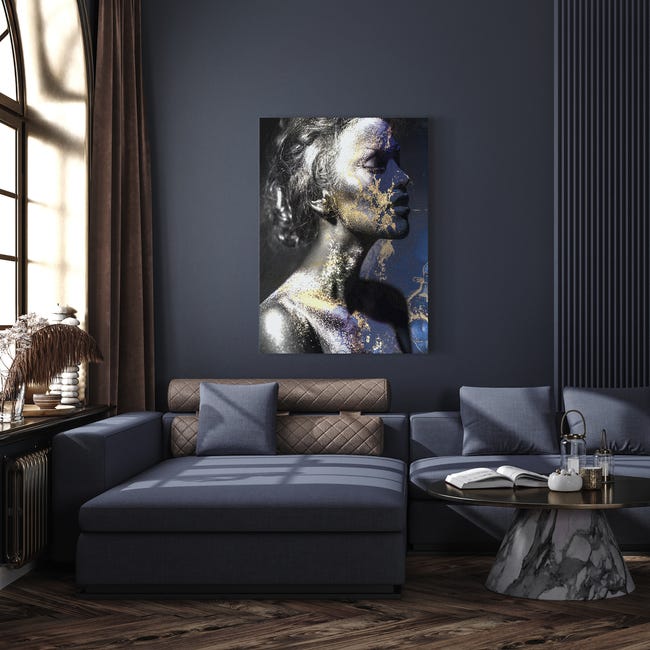 Kanwa Twarz Kobieta złoto-ziebieska 70 x 100 cm